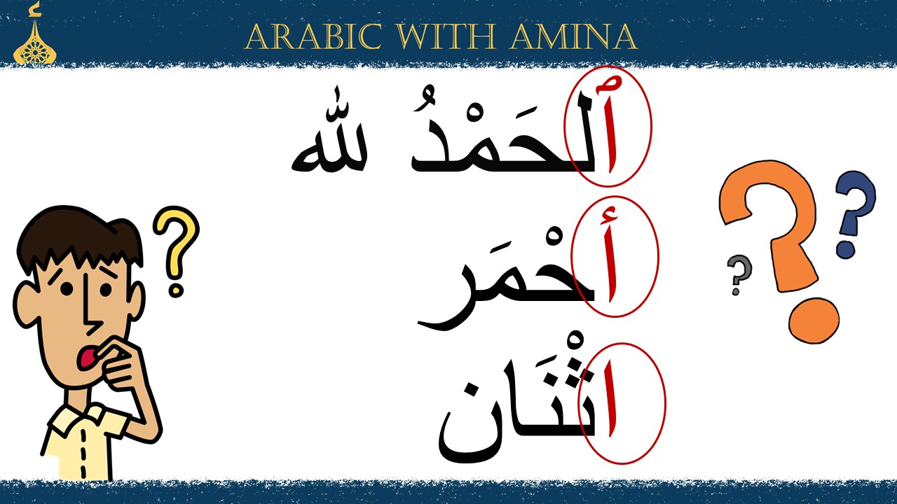 Three different types of hamza used in words.
